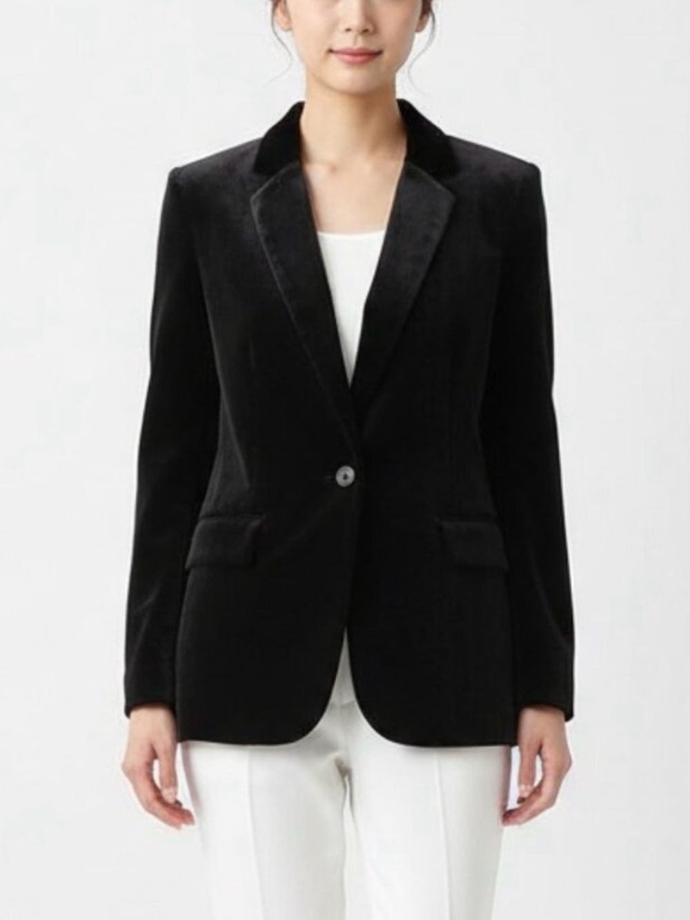 Banana Republic Black Velvet Silk Blazer Office Work Career Minimalist Old Money